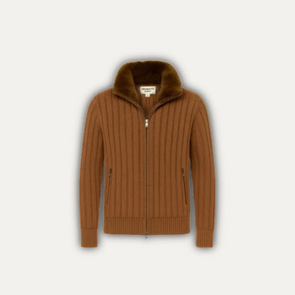 Kognjakk brun merino ull cardigan